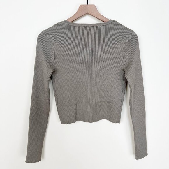 New Magaschoni Fitted Ribbed Knit Cardigan Sweater Old Money Quiet Luxury Preppy - Picture 7 of 8